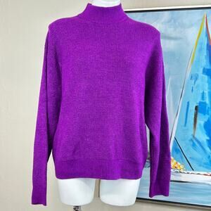 Gap Sweater Bright violet Mock Neck waffle Pull-over size XL NWT